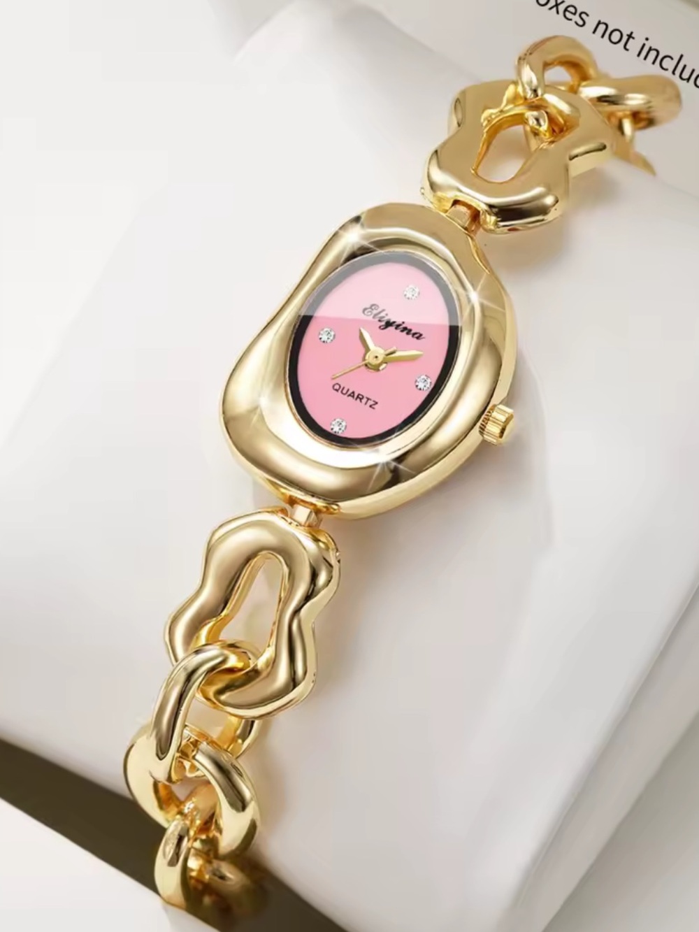 Macy's Gold Link Bracelet Watch with Pink Dial - Picture 2 of 2